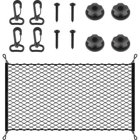 Gepäcknetz Auto Graplan Kofferraumnetz Gepäcknetz Elastisch Sich auf 140x100cm Kofferraum Netz Gepäcknetz Wohnmobil Kofferraum Organizer für Meisten Fahrzeugtypen (1/5)