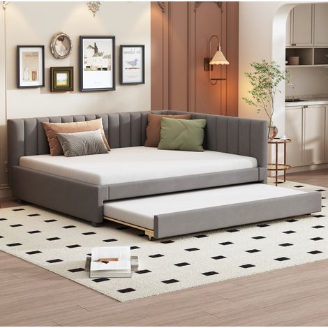 letto matrimoniale 140x200 estraibile velluto grigio OKMYHOME (1/5)