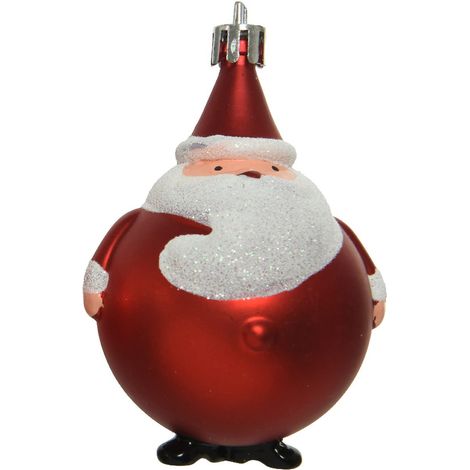 Weihnachtskugel "Weihnachtsmann" Rot matt bruchfest Ø 8 cm Höhe 8,5 cm - Kunststoff