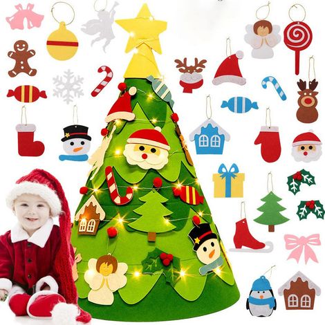 Sapin de Noël en feutre 3D, ensemble de sapins de Noël en feutre, ensemble de sapins de Noël en feutre à faire soi-même, sapin de Noël suspendu amovible (1/5)