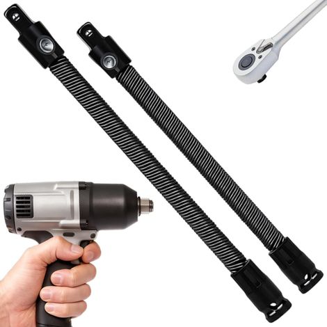 Extension de Douille Flexible 2 Outils à Main Pliables à Longue Portée Tige de connexion flexible à 360° pour clé à choc Pour Réparation Automobile, Espaces Étroits, Plomberie, Assemblage de Meu (1/5)