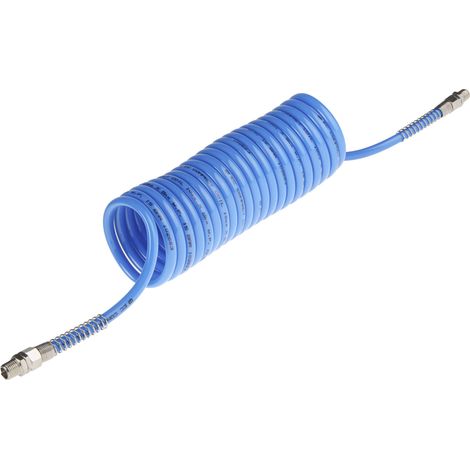 Tuyau spiralé, avec raccord BSP 1/4 pouce mâle, Bleu, Diam.ext 10mm, Long. 3.6m ( Prix pour 1 ) (1/2)