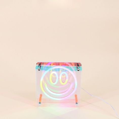 Cadre néon smile multicolore 15x15cm