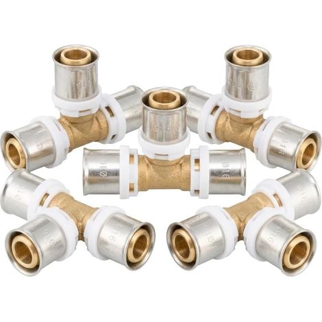 Paquete de 5 – Conector en T de crimpado, multicapa, Ø 16 mm – Perfil TH