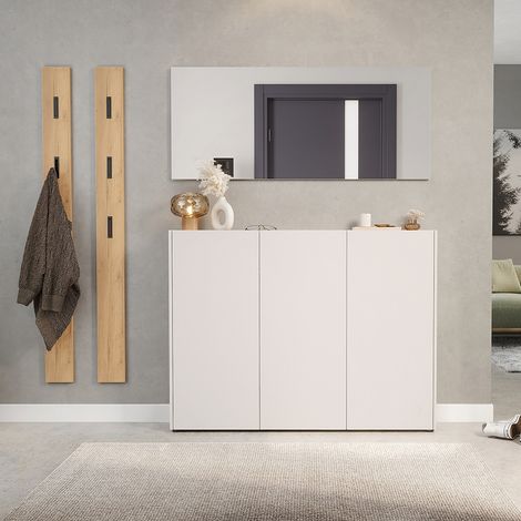 Garderobenset 4-teilig in Beige mit Eiche mit 2 Garderobenpaneelen, Modern, LAPUA-01 (1/5)
