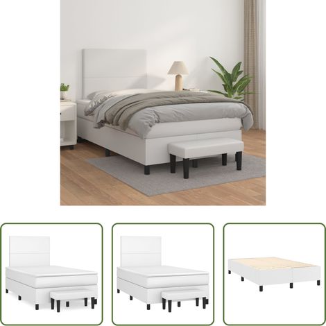 vidaXL Matratze -  Boxspringbett mit Matratze Weiß 120x200 cm Kunstleder (1/5)