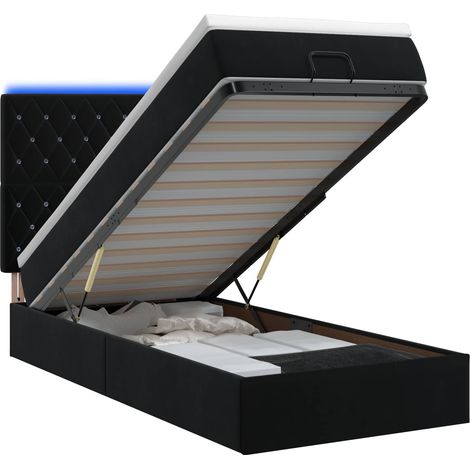 Cama tipo otomana con colchón y LED Negro 100 x 200 cm vidaXL (1/5)