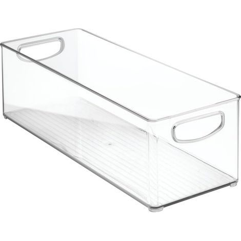 Cabinet/Kitchen Storage Box, Extra Large Plastic Fridge Bin, Long Box, Clear, 41cm x 15cm x 12.5cm