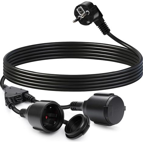 Rallonge Electrique 3m avec 2 Prises - IP44 Rallonge Electrique Exterieure Étanche 250 V/16 A- Prolongateur Electrique 3680W - H05VV-F 3G1,5 mm² Rallonge exterieure étanche, rallonge 3m (1/5)