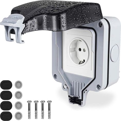 Prises extérieure résistant aux intempéries, étanche switched puissance socket ip66, mur prises électriques avec couvercle, 16a plug prises (1/5)