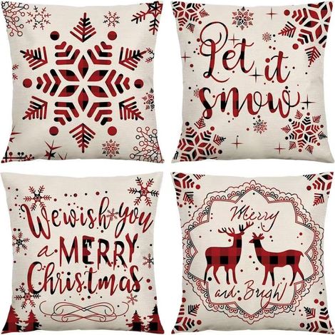 4 STK. Kissenbezug mit Weihnachtsthema, Schneeflocken-Kissenbezug, Weihnachtskissenbezug, Weihnachtskissenbezug, Weihnachtskissenbezug für Sofa (1/5)