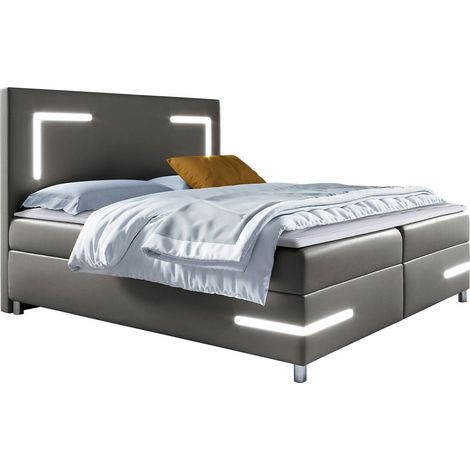 Lit boxspring Vallis, Madryt 190, Unique, Continental, 120x200, Faux cuir, Disponible, 120x212x120cm, LED: Disponible (1/5)