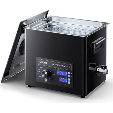 Nettoyeur à Ultrasons 10 L, Appareil de Nettoyage par Ultrasons avec Commande par Bouton, en Inox, avec Panier et Boule de Nettoyage, pour Montres, Rasoirs, Bijoux, Pièces de Monnaie, Noir (1/5)