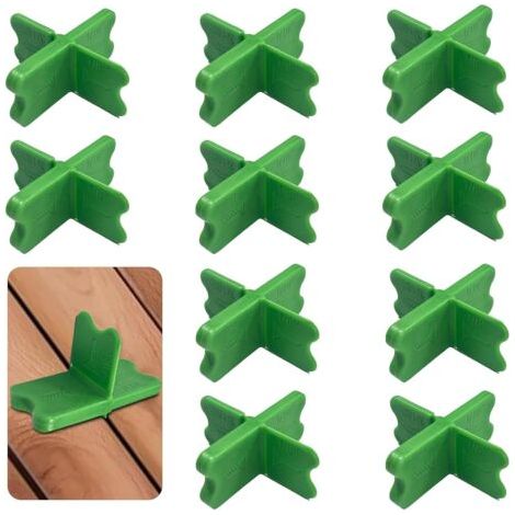 10-teiliges Set Terrassendielen-Abstandshalter, 4 Stärken (0,16, 0,32, 0,48, 0,64 cm), Keilwerkzeug aus ABS-Kunststoff für WPC-Terrassendielen, Grün
