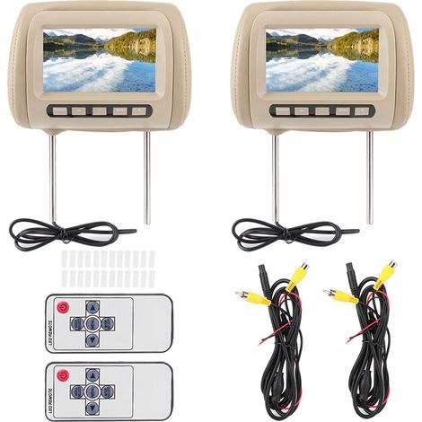 Appui-tête de voiture universel 7 pouces HD, 2 pièces, lecteur vidéo LCD, commande sans fil, affichage MP5 marron