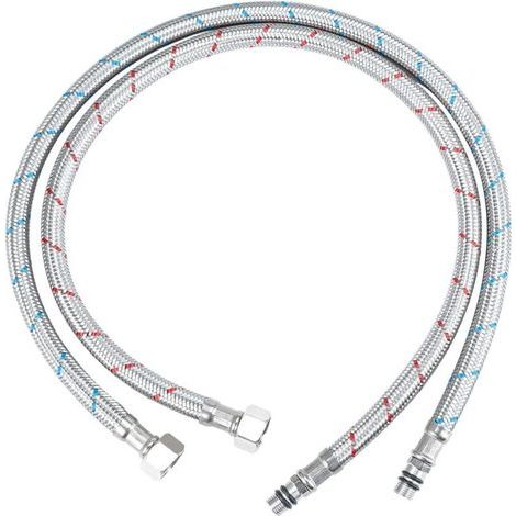 60 cm / 23,6 Zoll, 2 Stück flexible Anschlussschläuche für Wasserhähne G3/8 x M10, geflochtene Edelstahl-Verlängerungsrohre für Küche und Bad (1/5)