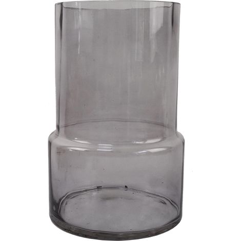 Vase en Verre transparent avec une légère teinte grise fumée 26 cm de haut x 17 cm x 17 cm (1/5)