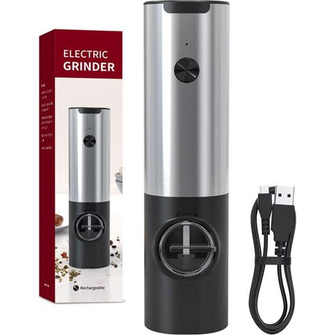 Moulin À Sel Et Poivre Électrique Rechargeable Par USB - Réglage De La Granulosité - Cuisine Intérieure Et Extérieure - 1 Pièce