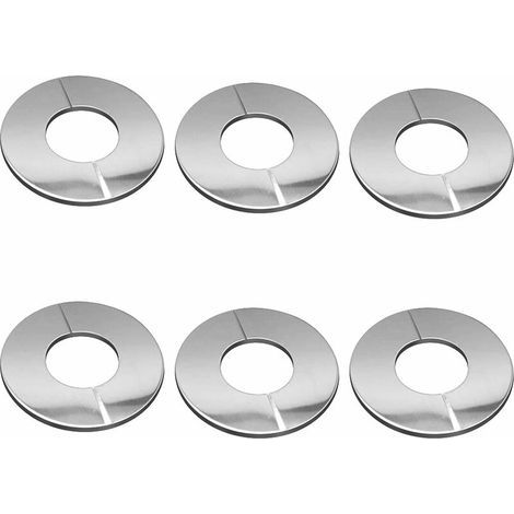6 Pcs Rosace De Robinet Acier Chromé Soupape Cache-Tuyaux Utilisé Pour Les Douches, Les Tuyaux, Les Robinets, Les Receveurs De Douche, Les Radiateurs, La Plomberie, Les Conduites D'Eau, Les Conduites (1/5)