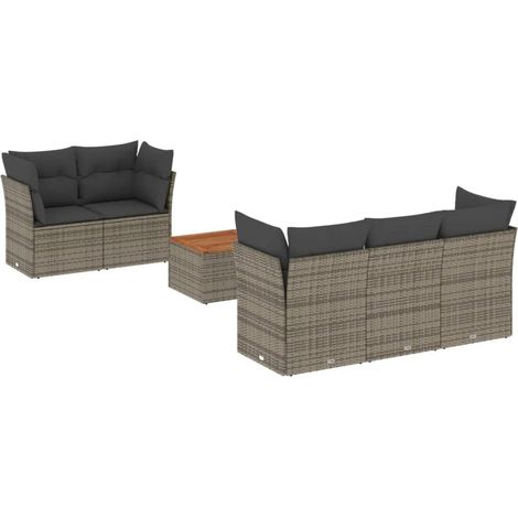 Maison Exclusive - 6-tlg. Garten-Sofagarnitur mit Kissen Grau Pol