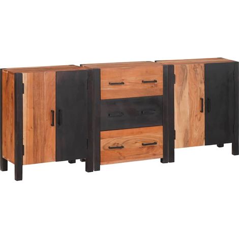 Sideboard 3 pcs Braun 55 x 30 x 75 cm Massivholz Akazie