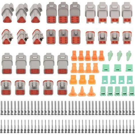 Connettore automobilistico, set di 140 pezzi connettori impermeabili DT a 2/3/4/6 pin con scatola, connettore terminale per cavi elettrici auto impermeabile per moto, camion e barche (1/4)