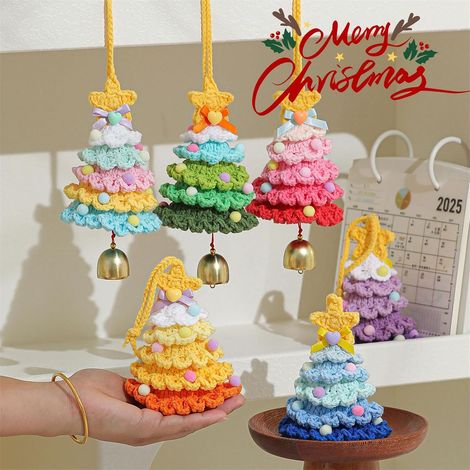 6 Ornement d'arbre De Noël en Fil Fait À La Main Décoration Suspendue Crochet avec Cloches pour Intérieur Voiture Cadeaux Vacances Ornement Vacances (1/5)
