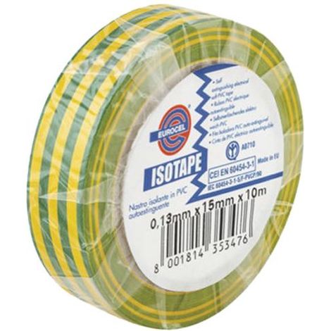 Nastro adesivo ISOTAPE elettricista verde giallo EUROCEL 0150S0148