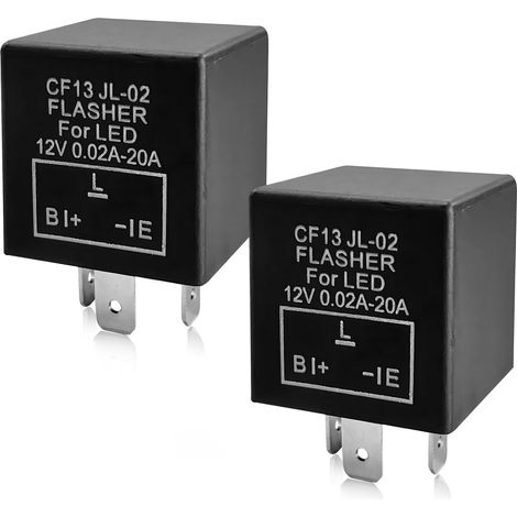 CF13 Elektronisches LED-Blinkrelais, CF13 JL-02 EP34 3-polig 12 V 0,02 A-20 A, Blinkrelais, LED-Lampen, Dauerblinkrelais, Warnblinkanlage, schnelles Blinken, Autozubehör (Dauerlicht)
