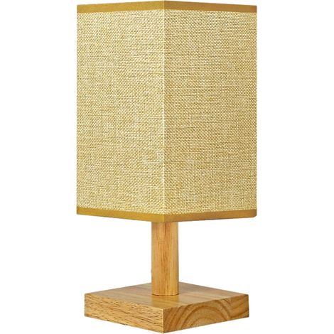 Lampe De Table - Bois Massif - Abat-Jour En Tissu Lin - Gradation 3 Niveaux - Pour Chambre À Coucher Bureau Salon - 1 Pièce (1/5)