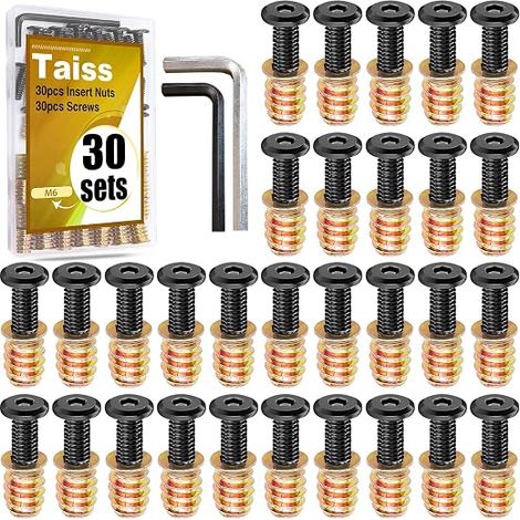 M6x25 furniture M6x15 wooden threaded inserts, wood tile splinters inserts fixing bolts connectors (1/5)