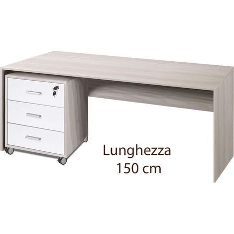 Tavolo Scrivania 150 cm Olmo con Cassettiera Grande Ufficio Cameretta Porta Pc (1/4)