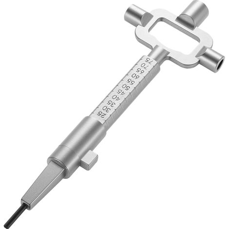 1 PcsClé de chantier universelle, clé à came pour cylindre, clé de tournage multifonction, clés de chantier pour armoires électriques avec outil de mesure de cylindre (argenté) (1/5)