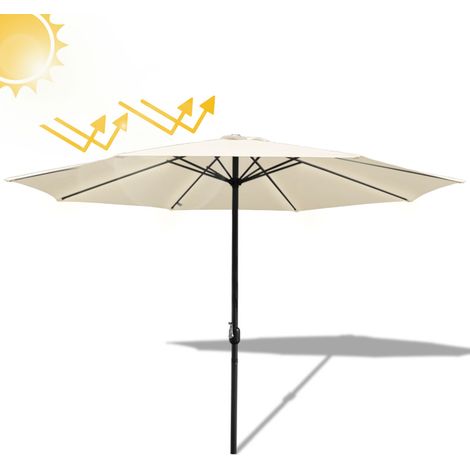 SWANEW Sonnenschirm Ampelschirm 350 cm mit UV-Schutz, Kurbel- Beige Gartenschirm Marktschirm Strandschirm (1/5)