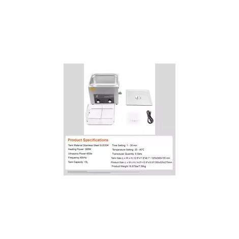 SIHAO 3L 40KHZ Nettoyeur à ultrasons avec chronomètre de chauffage pour bijoux Nettoyage Bouton Contrôle Bagues de lunettes Dentures Instruments de musique noir