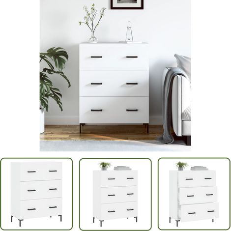 The Living Store Buffet blanc 69,5x34x90 cm bois d'ingénierie - Buffet Blanc - Meuble Rangement - Commode - Mobilier Salon - Décoration Intérieure (1/5)