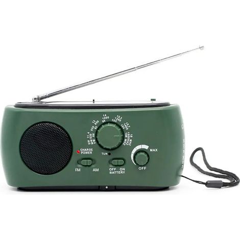 Mouble solaire radio d'urgence FM lampe de poche vert (1/5)