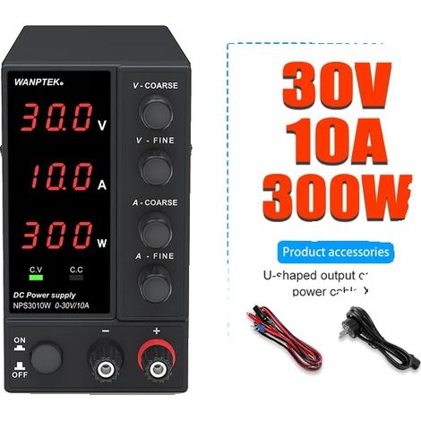 Alimentation électrique DC, Tension et courant réglables, Affichage numérique, NPS3010W 3chiffres (1/2)