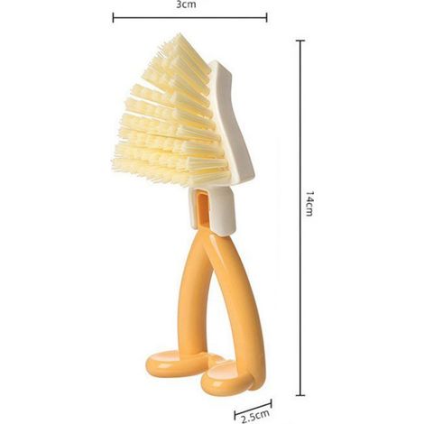 Brosse Vaisselle Triangulaire Pliable,Lot De 2,Brosse Nettoyage Joints Et Recoins Pour Évier,Plans De Travail Et Casseroles,Orange (1/4)