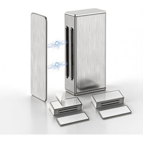 Lot de 2 ferme-portes magnétiques auto-adhésifs - Sans perçage - Fermeture magnétique puissante pour placard, meubles, portes de balcon (1/5)