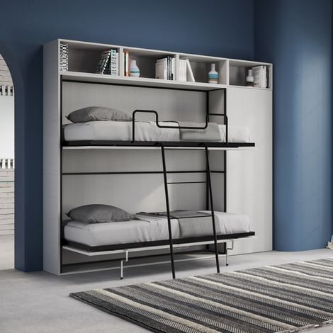 Letto a castello NABOR a scomparsa Bianco Frassino Composizione I (1/5)