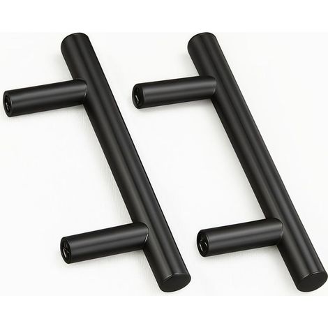 Schwarze Edelstahl-Türknöpfe, Möbelgriffe mit Schrauben für Schubladen, Schränke, Küche, Wohnbereich, Lochabstand 64 mm (1/5)