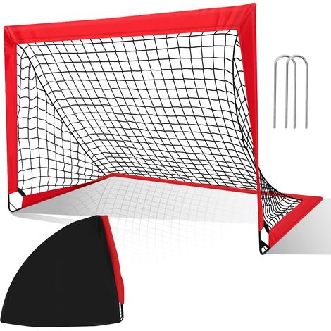Jiubiaz Porta da calcio pop-up per bambini 120 x 90 x 90 cm – Telaio in fibra di vetro con rete in Dacron e borsa per il trasporto