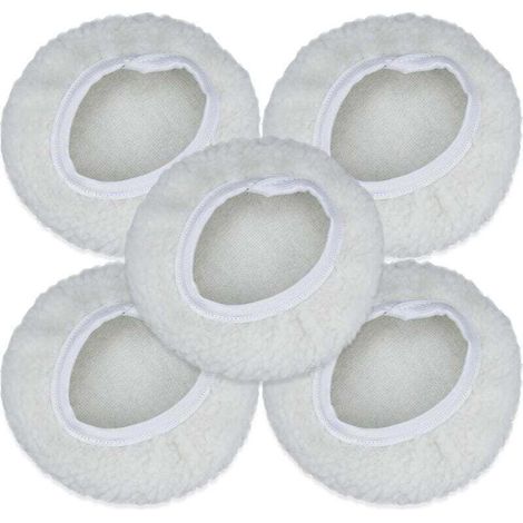 Set di 5 cuffie per lucidatura, kit di dischi per lucidatura auto da 125-150 mm, tamponi in lana per ceratura compatibili con la maggior parte delle lucidatrici per auto -Crezuo