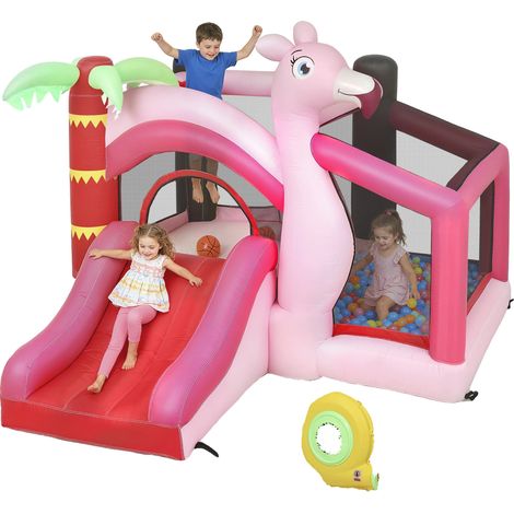 Château Gonflable, Tissu Oxford Durable, Loisirs Extérieurs, Rose, 255X230X196 cm (1/5)