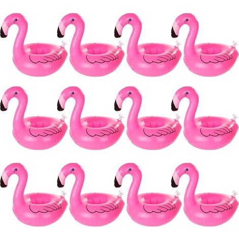 12 Pcs Porte-Boisson Gonflable Flamant Bar Flottant Piscine Jouets Porte Gobelet Flottant pour Hawaïen Plage Piscine Party (Rose) (1/5)
