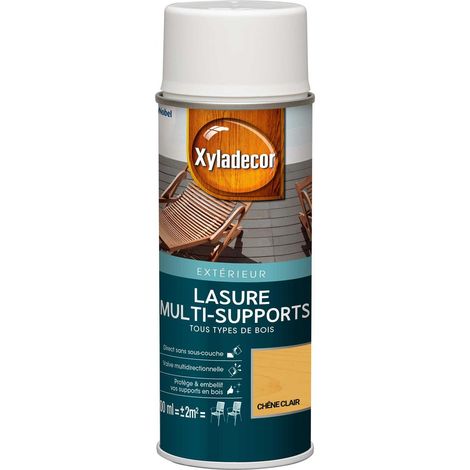 Lasure aérosol multi-supports tous types de bois extérieur - aspect mat chêne clair 400 mL - Xyladecor