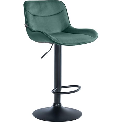 Tabouret de bar x1 pivotant forme ergonomique surpiqûres décoratives en velours vert cadre en métal noir 100006228 (1/5)