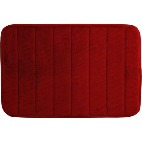 SHINING HOUSE Alfombrilla de baño de espuma viscoelástica suave - Alfombra de baño de goma absorbente antideslizante para cocina y baño 30 x 50 cm, color rojo vino (1/5)