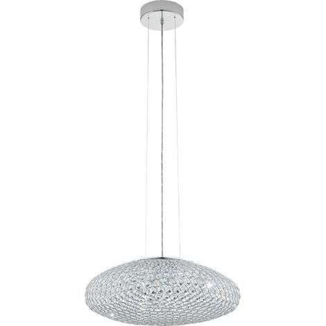 Lampadario A Sospensione Moderno Clemente Acciaio Cromo Cristallo 3 Luci E27 (1/5)